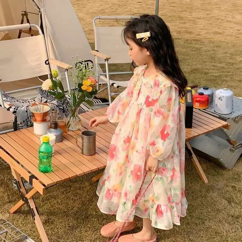 Childrens girls solid color matching lace girls summer short sleeved dress baby princess dress W250326