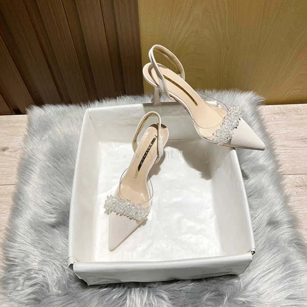 Luxury Sandals Wen Designers Baotou Sandals Wens Spring/Summer 2024 New French Transparent Pointed High H Ladies Shoes Z250326