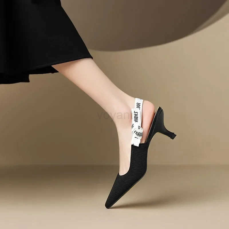 hot 2024 Summer Sexy Poin H Fashion Letter Design Lace-up Elegant Wens Dress Stiletto Sandals Par Zapatos De Mujer Z250326