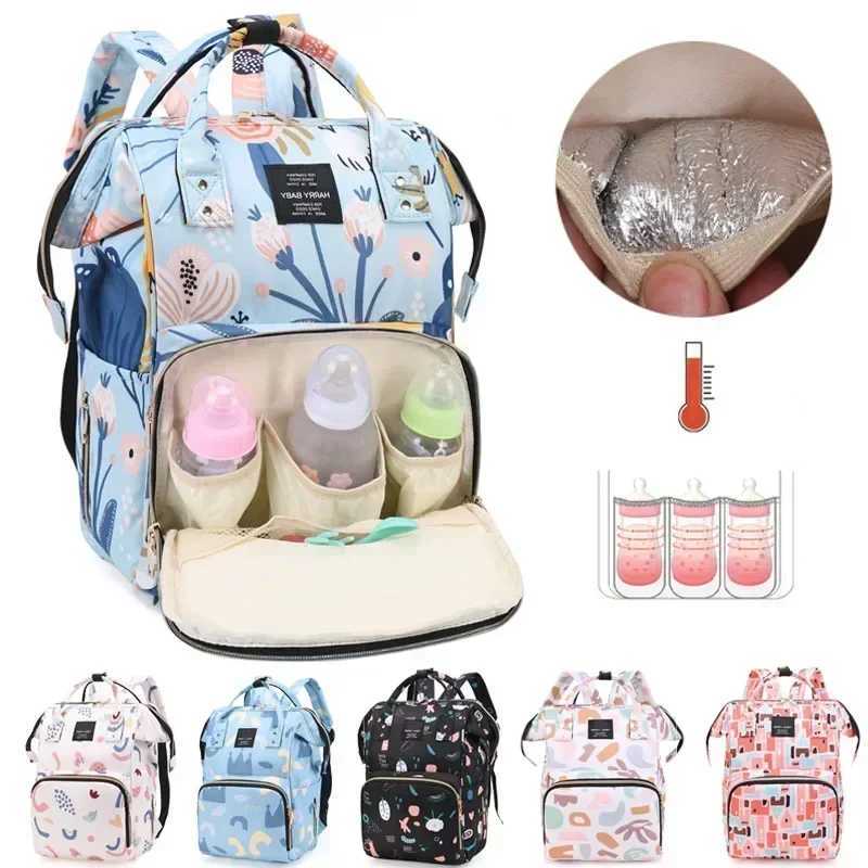 Fashion Print Nappy Backpack Bag Mummy Large Capacity Bag Mom Baby Multi-function Outdoor Travel Diaper Bags for Baby Care StuffC250326
