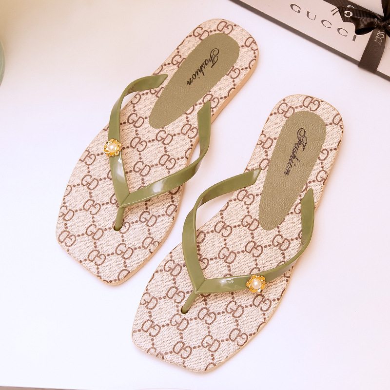 new design style Women Slipper flip flops Beach thong sandals Non-slip Summer Fashion Flip-ps Classic Letter Decorative Sandals