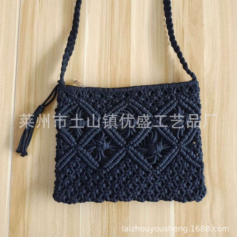 Ladies' crossbody handmade ins cotton thread tassel beach women's grass woven bag