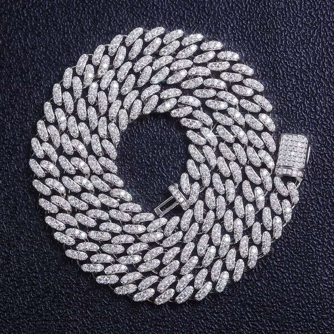 Cuban Chain Mens Bracelet 925 Silver Plated 8-26 8mm Hip Hop Cuban Chain 18k Gold Moissanite Bracelet