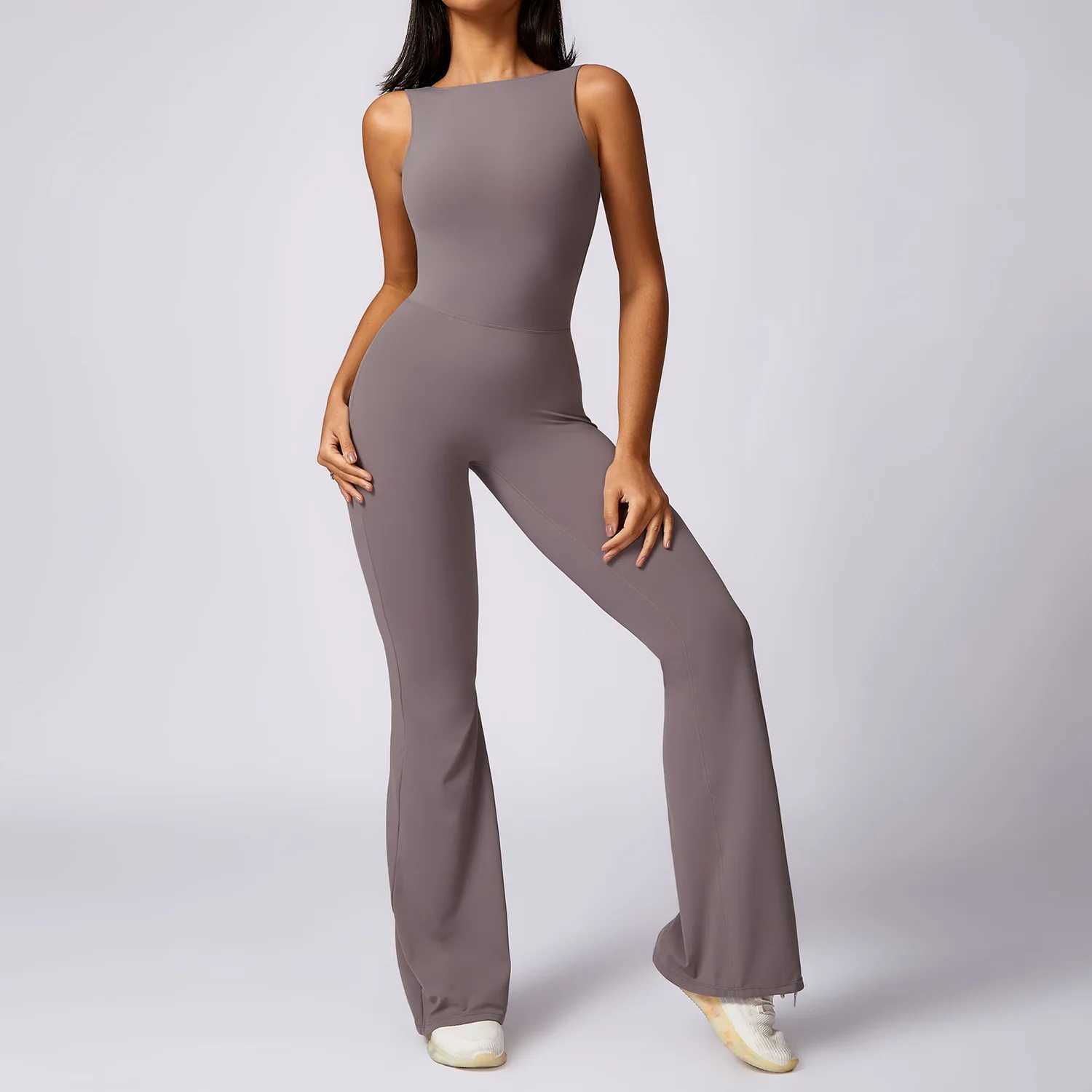 Sexy V-back jumpsuit gym set womens sports jumpsuit womens training yoga suit fitness jumpsuit elastic fitness suit sportswear W250326