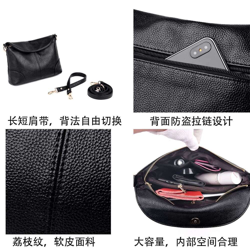 Bag women 2025 new fashion crossbody shoulder for middle-aged mothers, soft leather small square bag