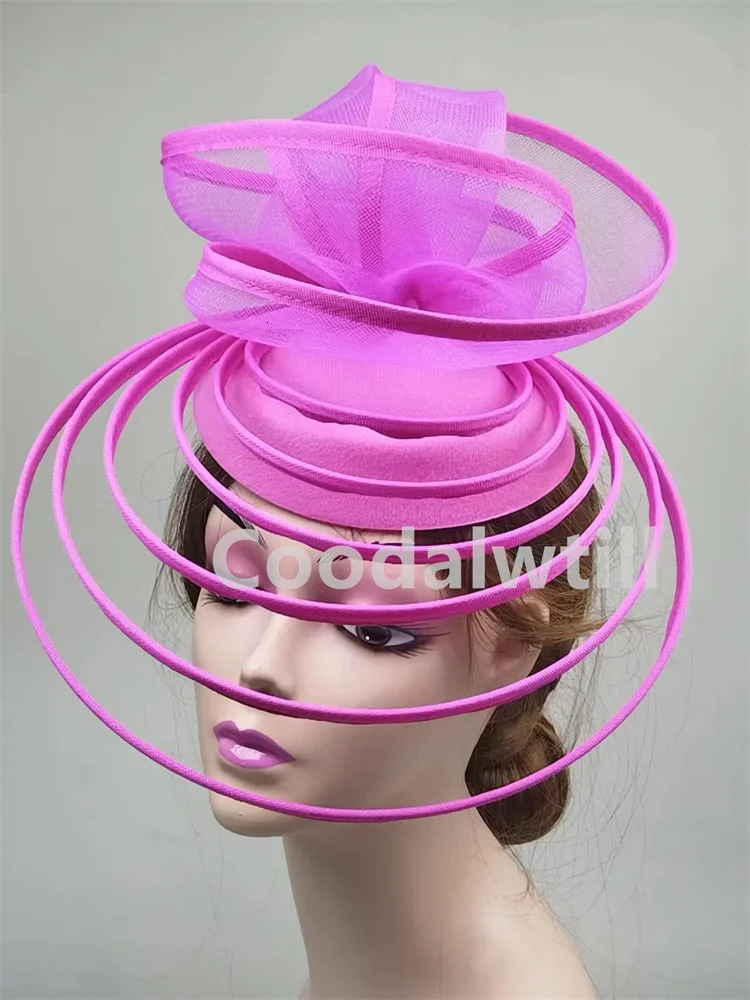 Big Fascinator Hat Royal Ascot Pillbox Caps Wedding Mesh Headpiece Women Party Banquet Chapeau Cap Headband Ladies Wedding250318