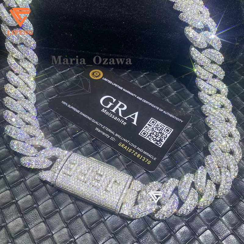 Selling Fashion Style 925 Silver Chain Pass the Diamond Test White Gold Cuban Link Chain d Vvs 1 Moissanite Necklace