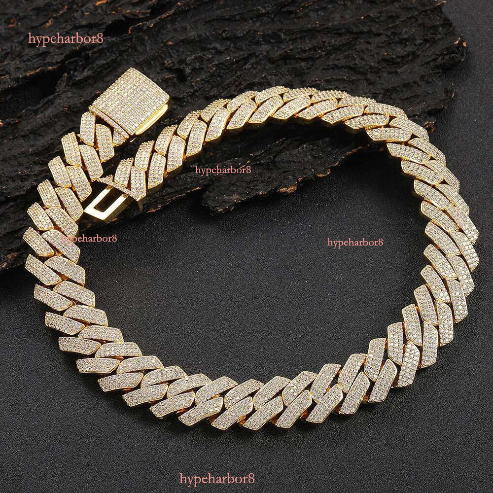 bracelet designer jewelry moissanite chain cuban k High Quality 3 Rows VVS Moissanite Dia Chain White Rose Gold Plated Hip-hop chains for men necklace