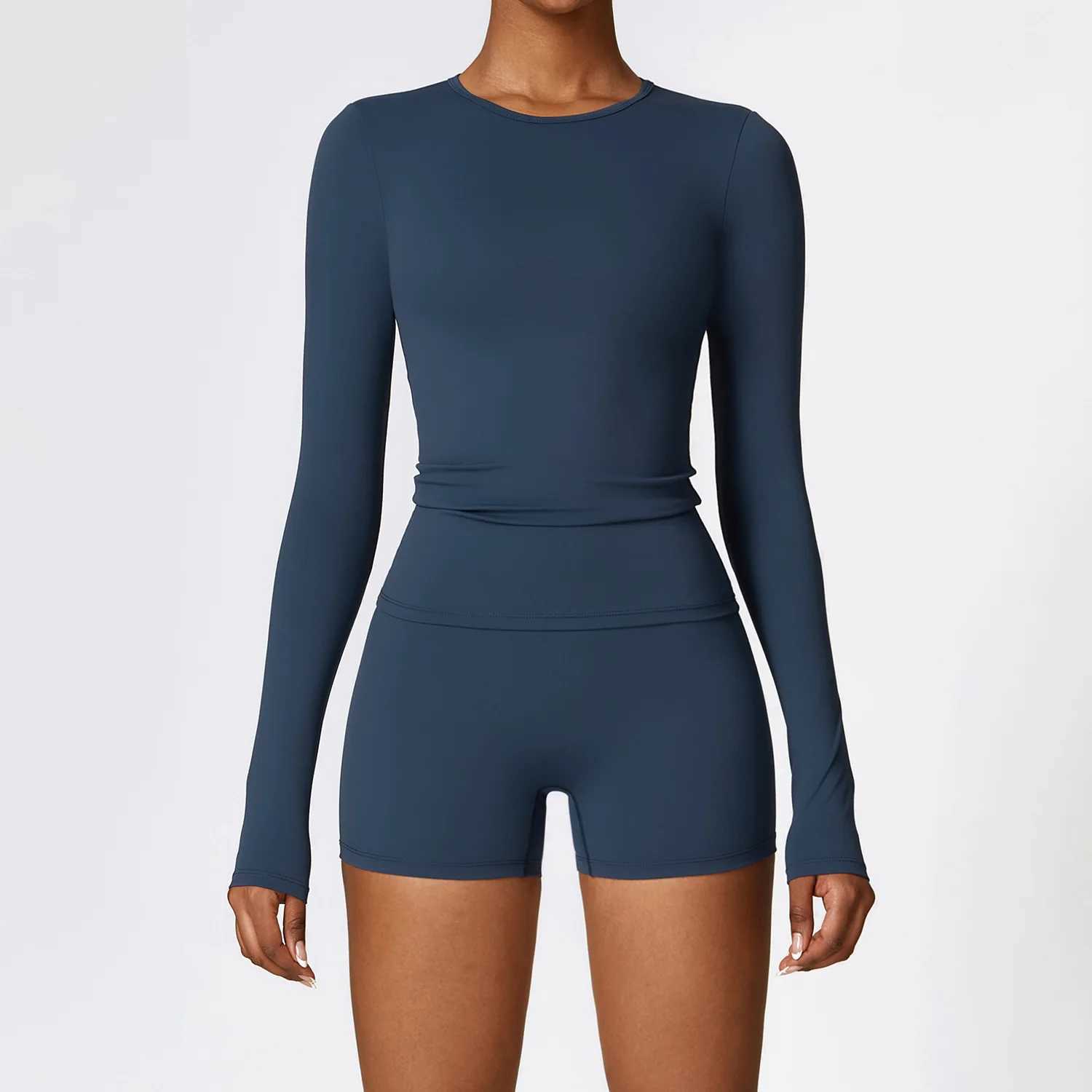 2PCS seamless yoga set womens exercise set sportswear gym clothing fitness long sleeved crop high waisted tight fitting sportswear W250326