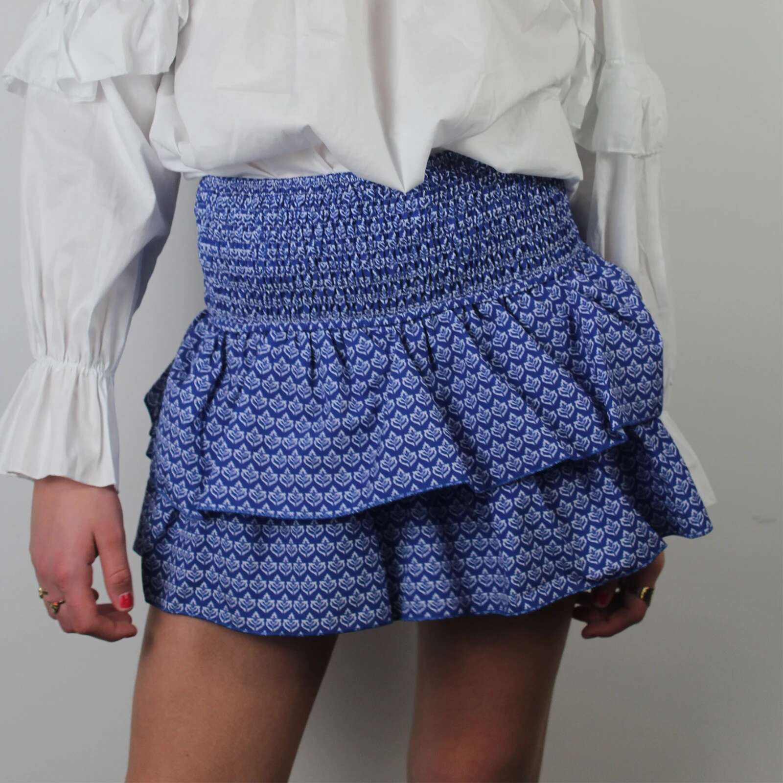 Y2K Vintage Women Mini Elegant High Waist Pleated Printed Ruffled Layered Summer A-e Skirt Retro Streetwear