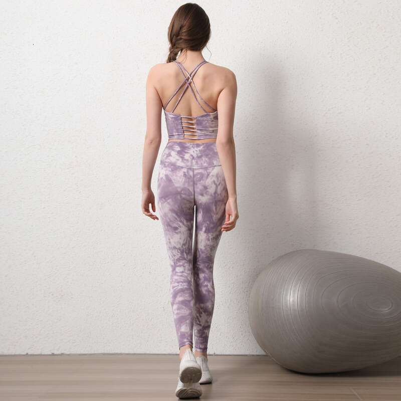 Women Yoga Pants Tie Dye Beautiful Back Sports Bra Women S Gathering And Shaping Vest Running Speed Drying Training Fitness Yoga Suit Two Piece Set