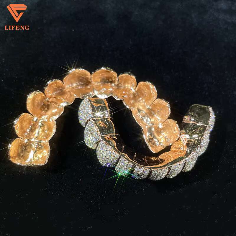 Custom 925 Sterling Sliver VVS Moissanite Grillz Iced Out Womens and Men Hip Hop Jewelry Grillz Teeth Diamond Moissanite Grillz
