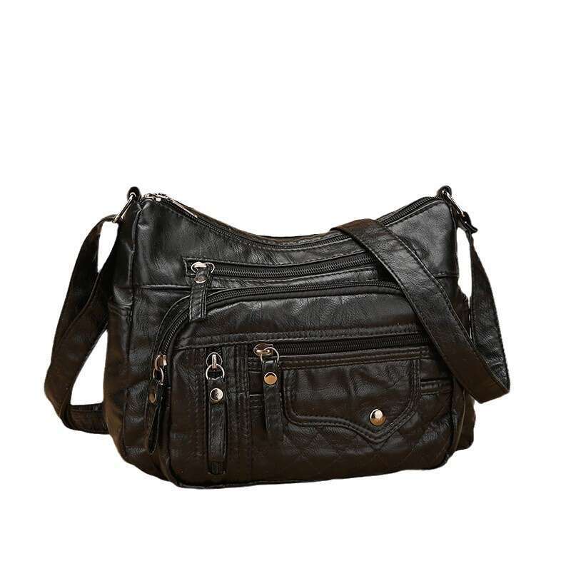 New Shoulder PU Soft Leather Texture Large Capacity Crossbody Women's Fashion Simple Middle aged Mom Bag