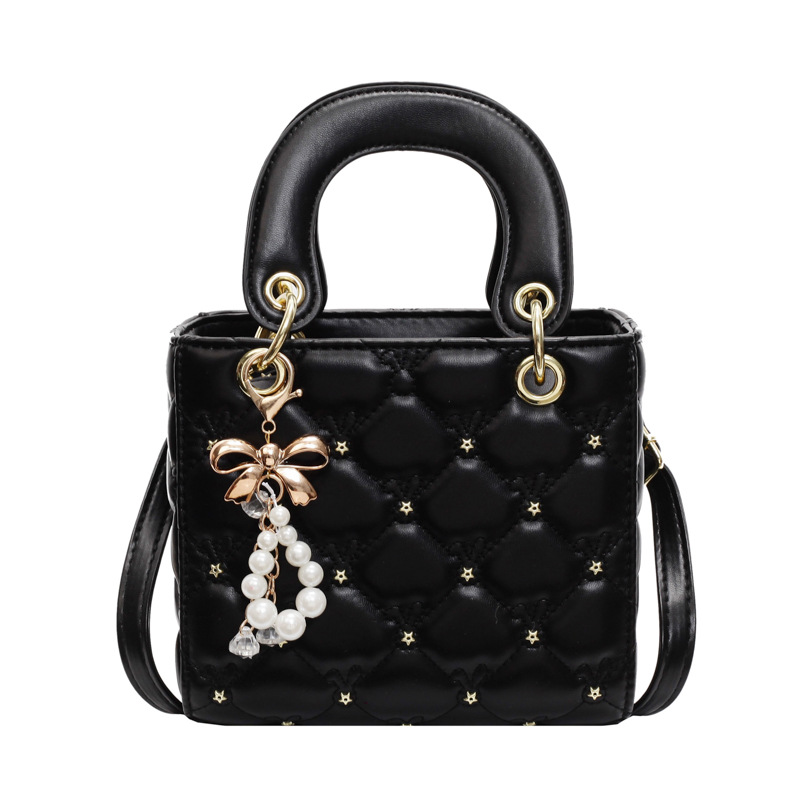 Small women's small square bag fashion diamond check pearl shoulder crossbody bag