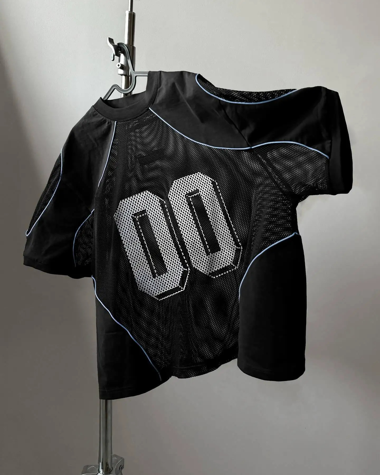 Summer EuropeanAmerican Fashion Mesh Patchwork Loose Top for Men Digital Pattern Printed Breathable Sportswear Couple 250325
