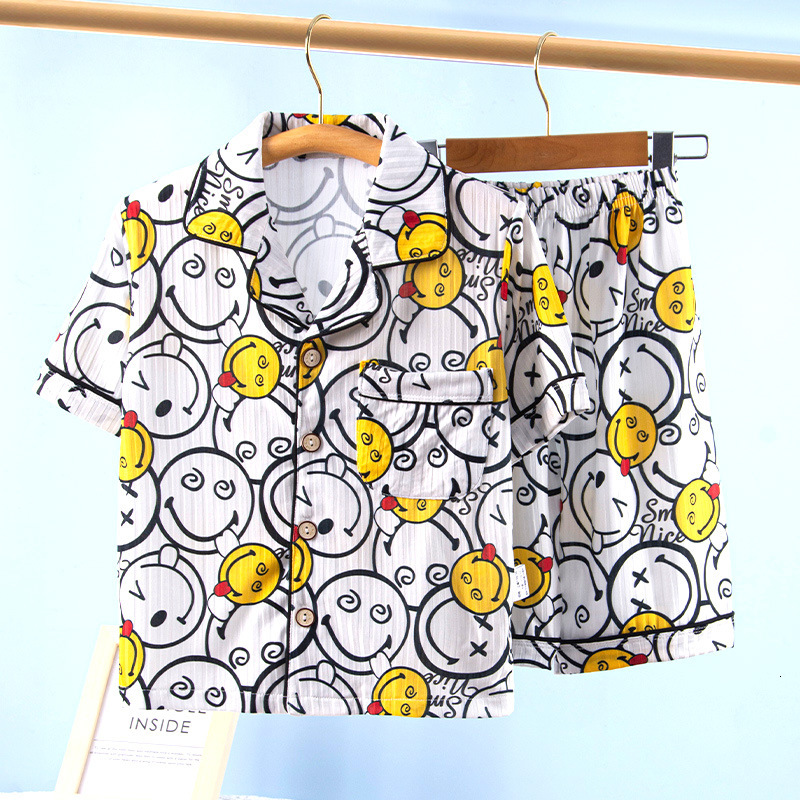 Pajama Set Ice Silk Summer Thin Boys' Home Cartoon Breathable Girls' Pajamas Children's Clothing