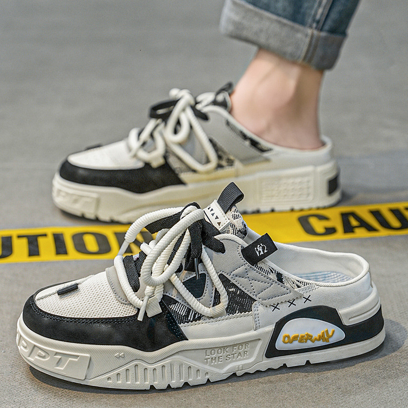 2025S New Trend Designer Baotou Half Slippers For Men Summer Outerwear Lazy One Step Stepping No Back Heel Men S Mesh Board Shoes Youth Cool Dragging