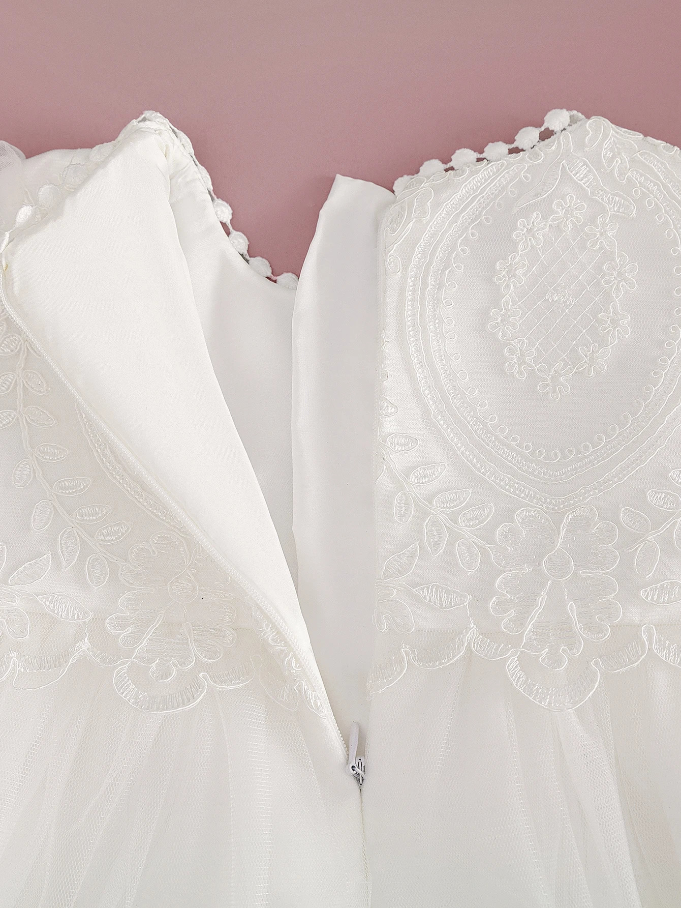 Baby Girls High-quality Embroidered Long White Christening Dress with Little Gauze Dress 250325