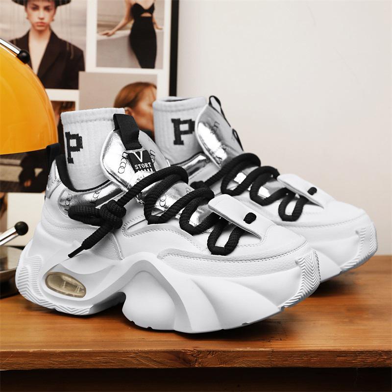 designer shoes new Men's youth thick-soled casual sports shoes for outdoor wear height-increasing dad shoes trendy little white short people