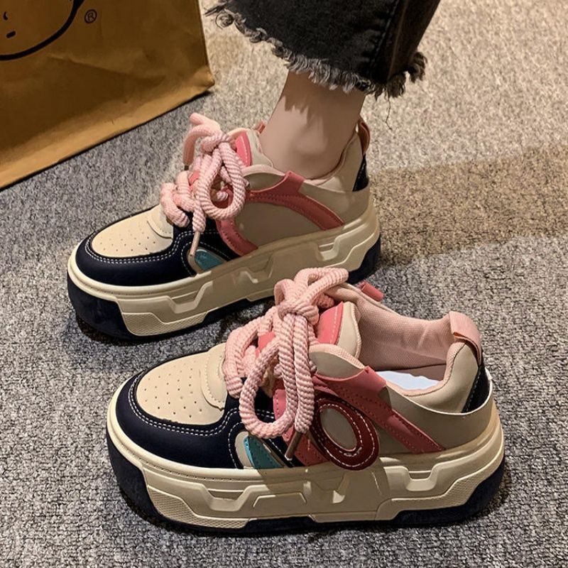 Designer Shoes 2025 European And American Popular Spring New Style Thick Sole Height Increasing Women's Outdoor Trend Casual Board Shoes White Sh