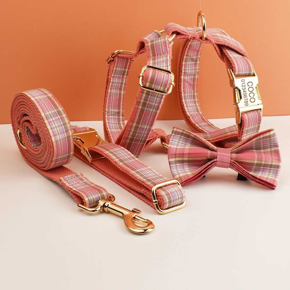 Custom engraved name for plain weave dog collars and leash sets for dogs pet supplies dog leash mesh 14 X250326
