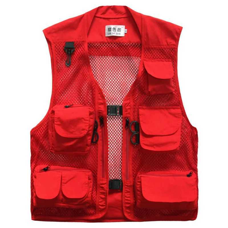 Techwear style multi pocket mesh tactical cargo vest mens outdoor functional sports camping work vest sleeveless jacket T250326