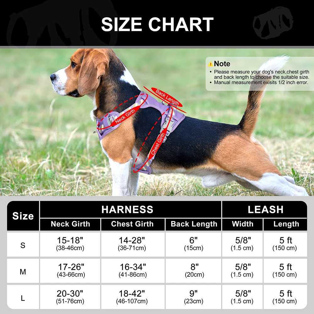 Reflective dog harness set non pull nylon dog vest with control handle pet lead suitable for medium-sized and large dogs X250326
