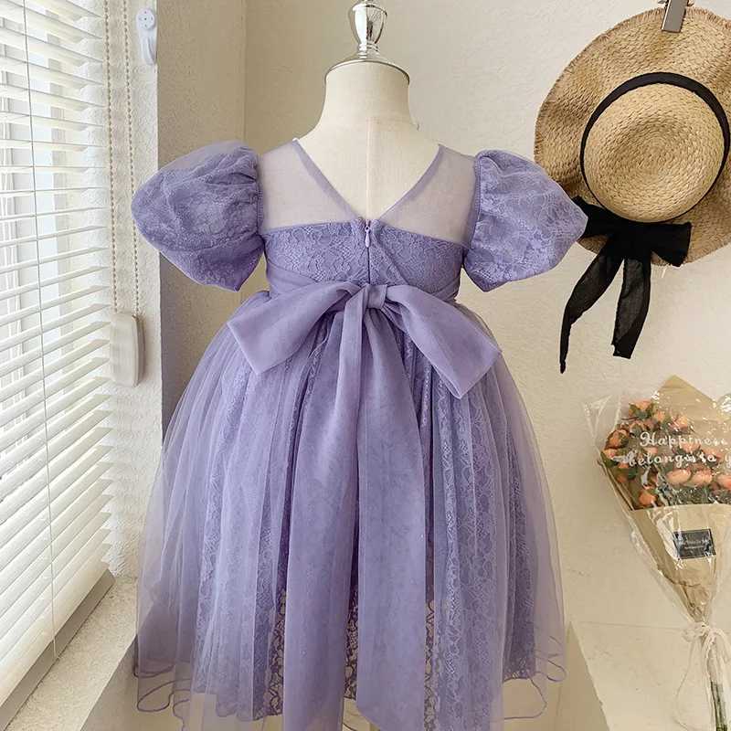 2025 Baby Girl Dress Sweet Lace Flower Elegant Princess Dress Christmas Birthday Par Vestitos 2 4 6 8 10 12 Year Childrens Clothing W250326