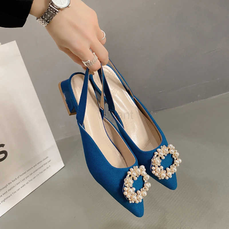Wen High Heel Sandals Summer New Fashion Pointed Toe Rhinestone Formal Back Emp Cfortable Ladies Par Luxury Me Shoes Z250326