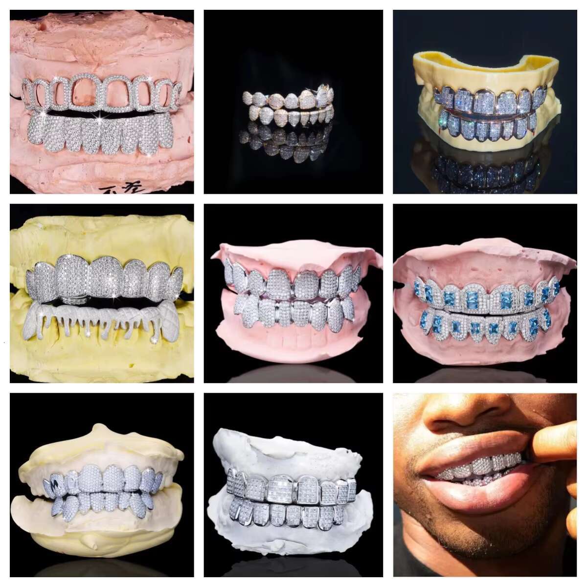 Hot Selling Custom Made Personalized Tooth Sterling VVS Moissanite Diamond Mens Iced Out Grillz Teeth Decoration