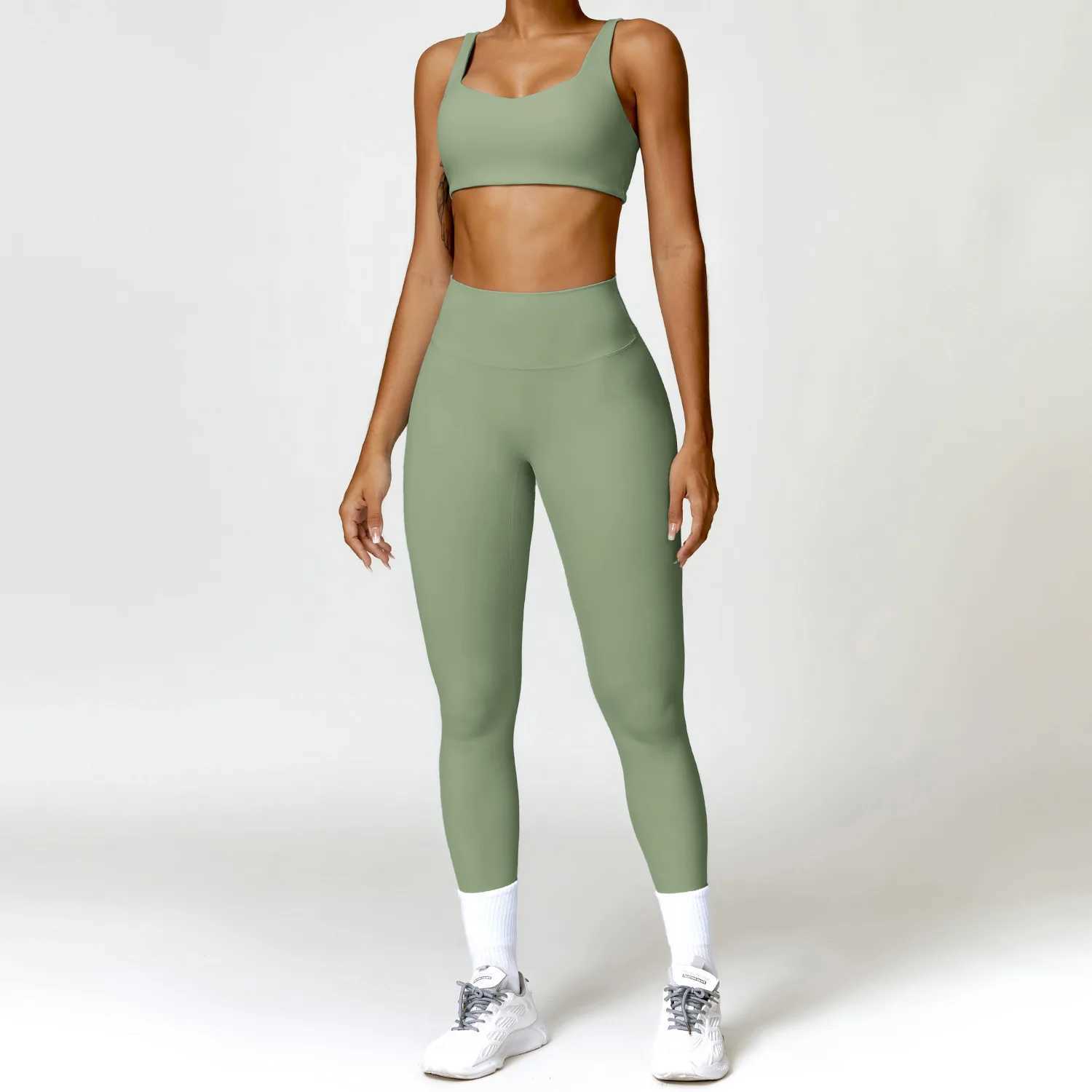 2PCS yoga set womens gym long sleeved sportswear fitness bra crop top sportswear womens sportswear W250326