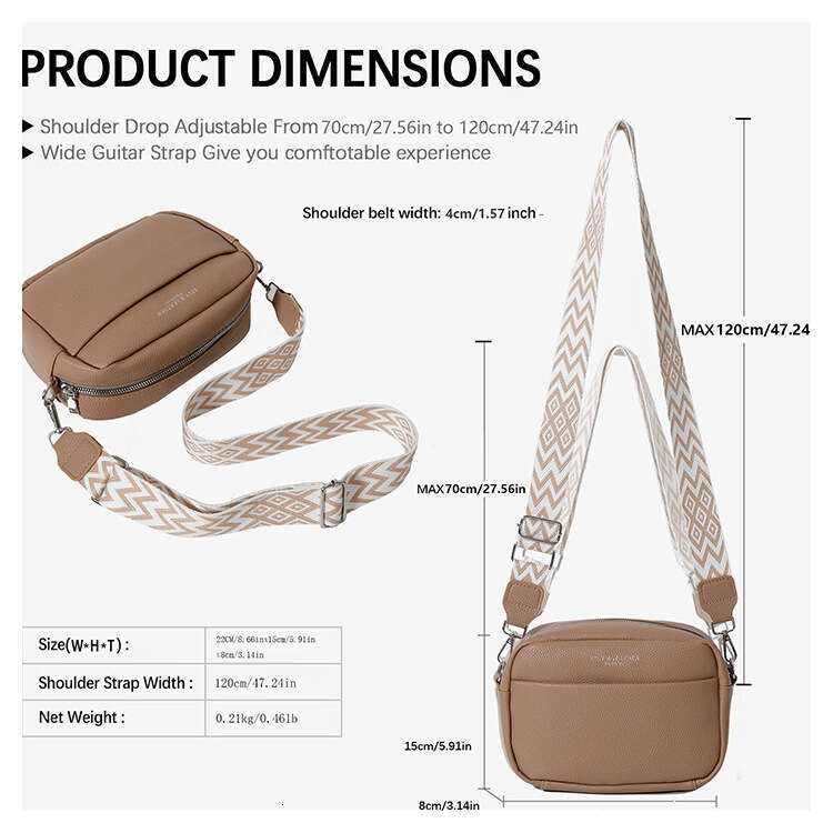 New women's with wide straps, fashionable and simple commuting casual single shoulder crossbody bag, small square bag