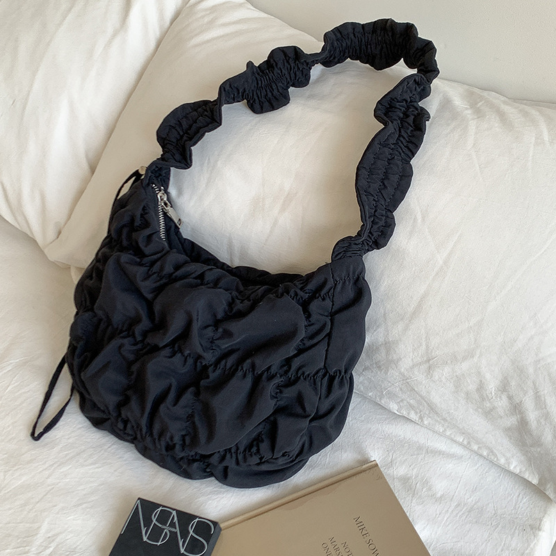 2025 Spring Pleated Puff Cloud Bag Fashion Cross-body Bag Casual Large Capacity Lightweight Nylon Shoulder Bag