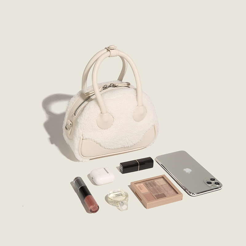 Women's Bag New Autumn/winter Plush All-in-one Boston Bag High-grade Niche Lamb Wool Single Shoulder Crossbody Designer Bag