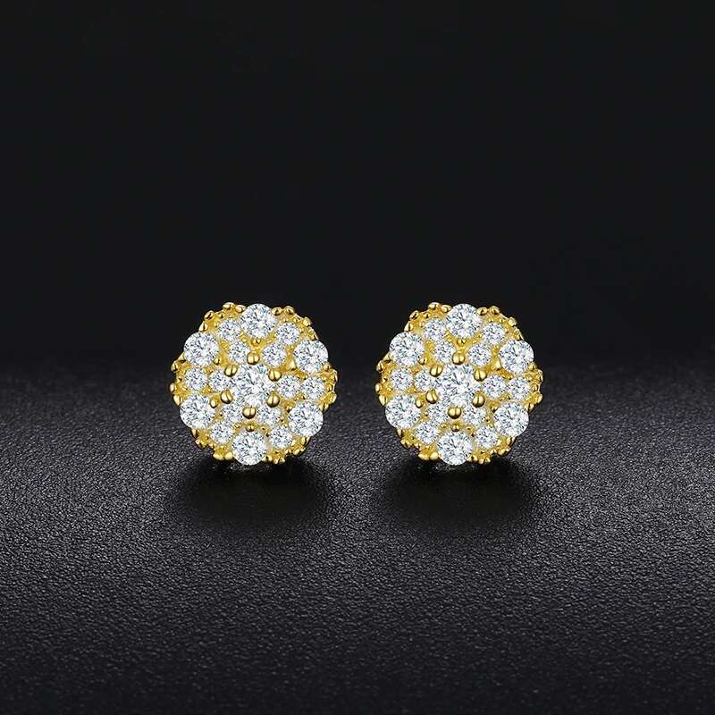 Unisex Fine Jewelry Moissanite Earrings For Women 925 Stud Earrings Moissanite D Color VVS Stud Round Flower Jewelry