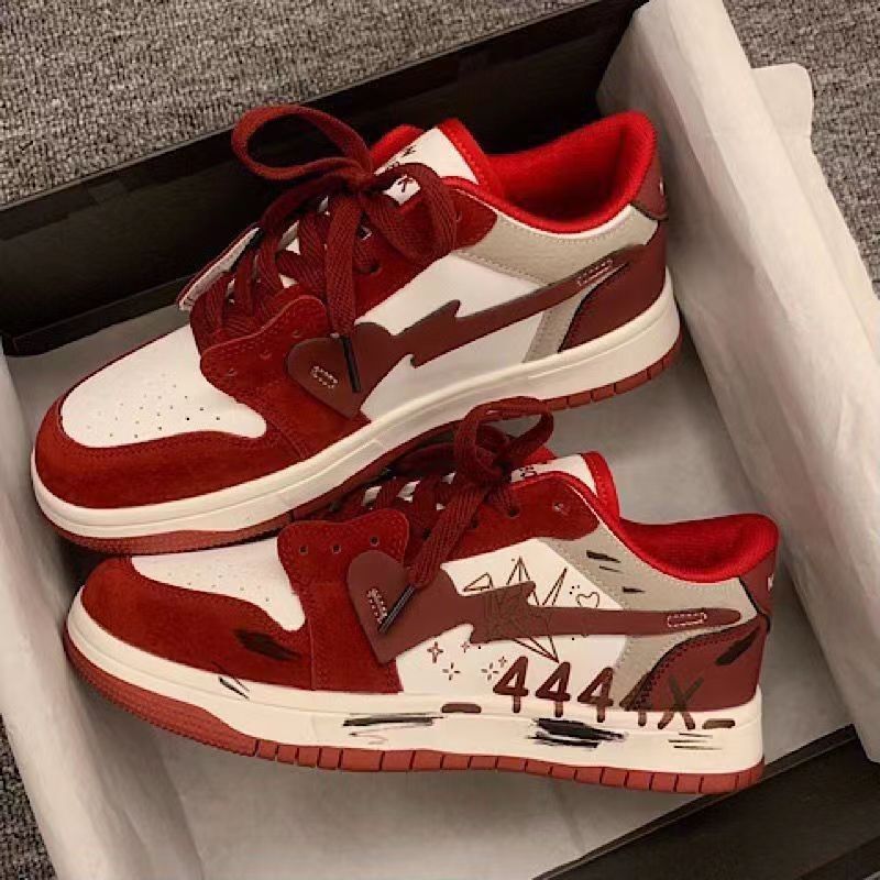 Designer Shoes Chinese Fashion Men's Shoes Niche Graffiti Old Version Women's Flat Shoes Casual Street Photos Couple Sports Shoes Men's