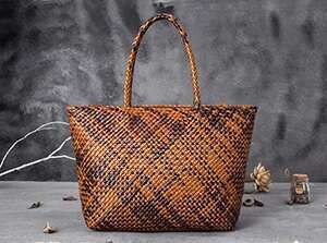 Women's Bags Women Leather Handbag Romantic Handmade Woven Totes Female Cowhide Big Holiday Bucket Bag Causal Beach Shoulder Handbags