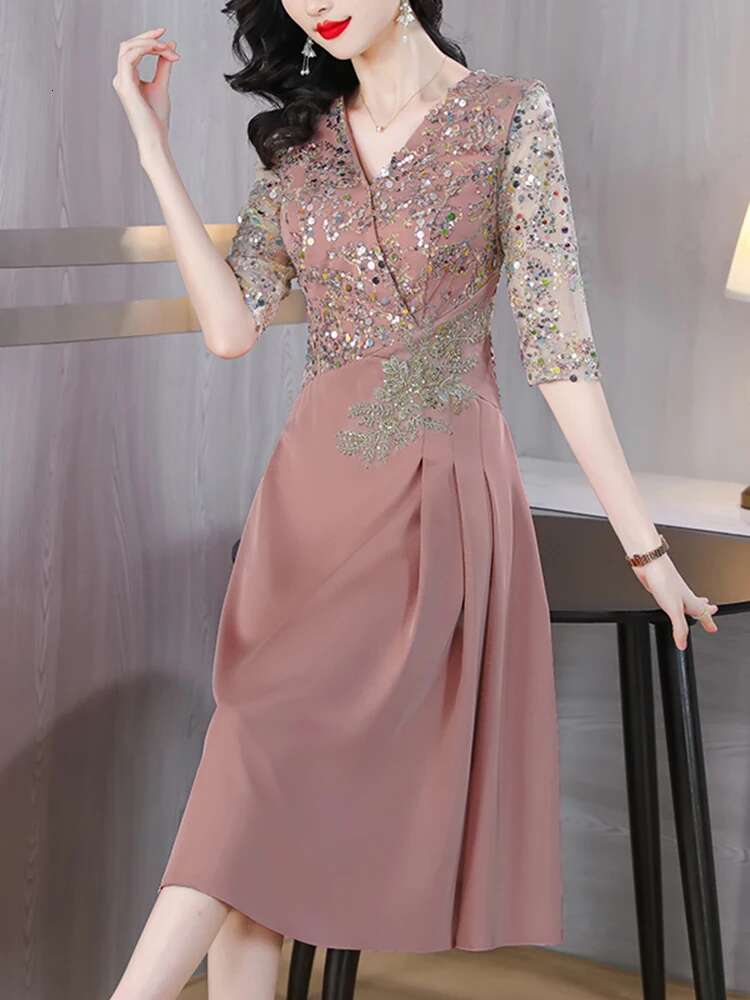 Summer New Sequins Chic Evening Wedding 2024 Women's Elegant Bodycon Midi Dress Satin Vintage Casual Party Vestidos