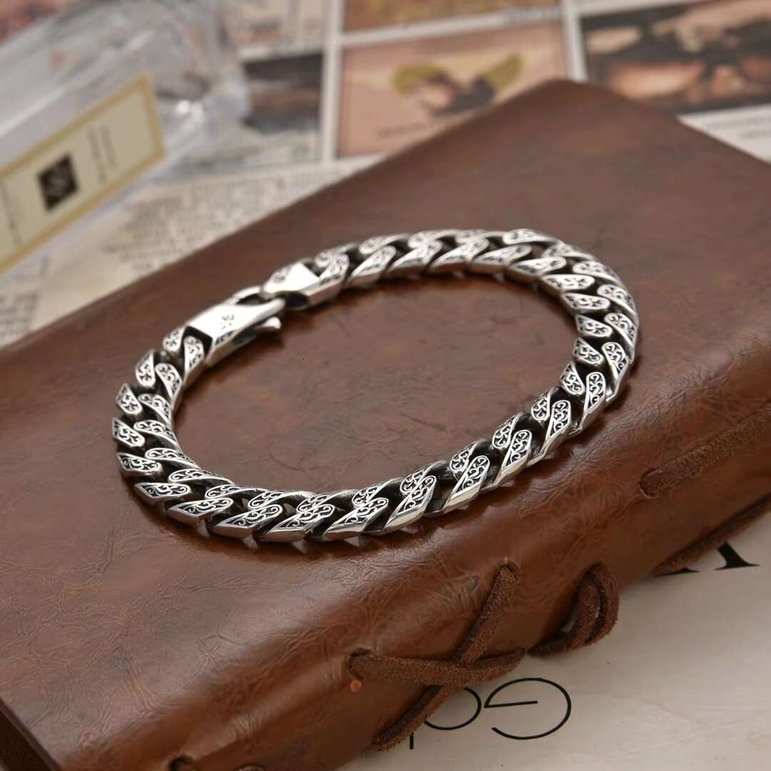 New Product Wholesale Retro 9mm Punk Cuban Sterg Sier Bracelet Fashion Jewelry for Women Men Gift