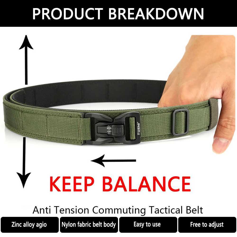 TUSHI Metal Tactical Strap Mens Pluggable Nylon Hard Gun Strap Military Belt Jeans EDC Outdoor Sports Girls IPSC Accessories W250326