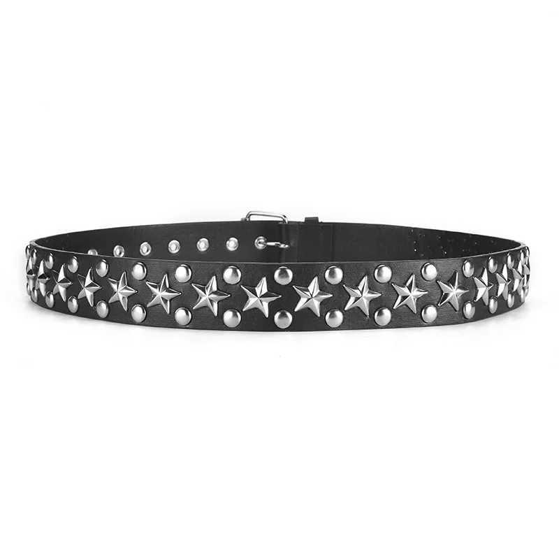 MYMC Mens and Womens Punk Belt Star Embossed Luxury Rivet Belt Casual Retro Fashion Cool Fabric Accessories W250326