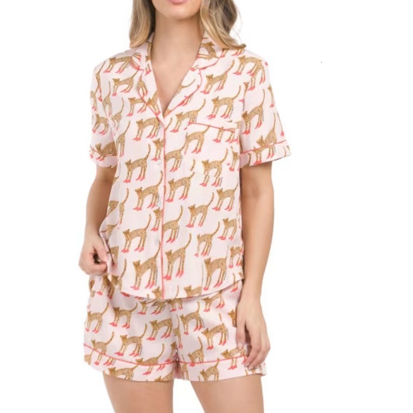 Designer's Spring/summer New Short Sleeve Set Style Casual Printed Cardigan Women's Home Furnishings