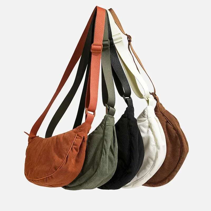 Solid Color Corduroy Women's Hobos Shoulder Retro Casual Female Crossbody Bags Ladies Daily Travel Handbags Messenger Bag