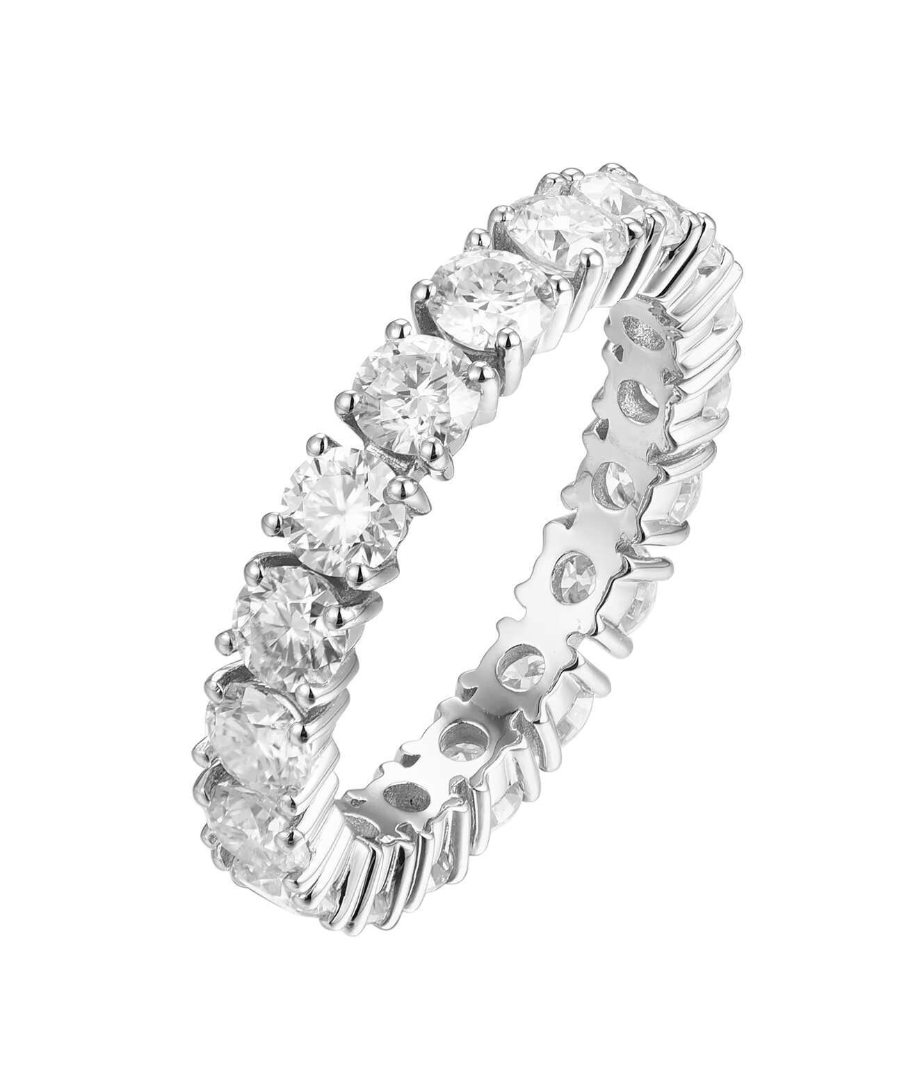 2023 Trendy Fine Jewelry Mossanite Ring 925 Sterling Silver Jewelry 3.5mm d Vvs Moissanite Tennis Ring