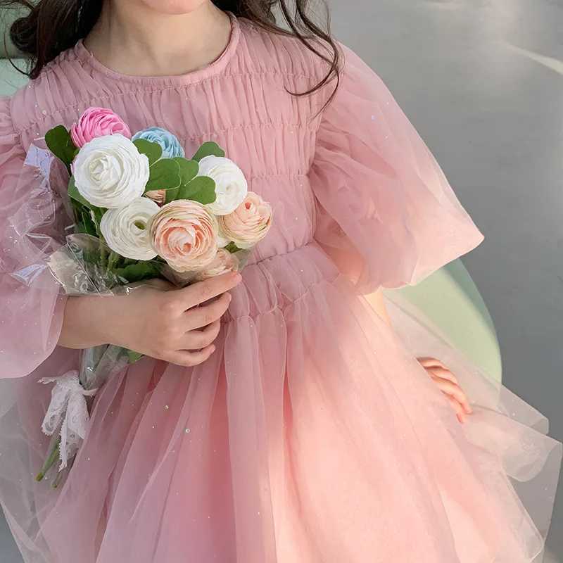 Dress O-neck short sleeved knee length embroidered comfortable design soft and fashionable modern spring and summer for children and girls W250326