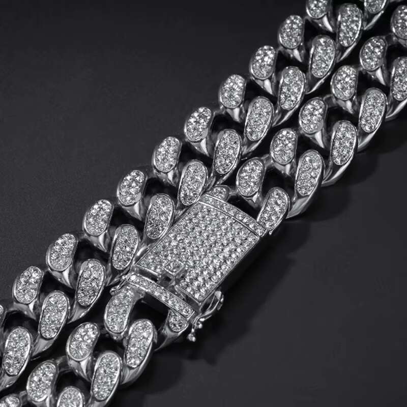 Hip-hop 20mm Full Diamond Mens Large Gold Chain Domineering Exaggerated Cuban Chain Necklace and Bracelet Hiphop RapAccessories