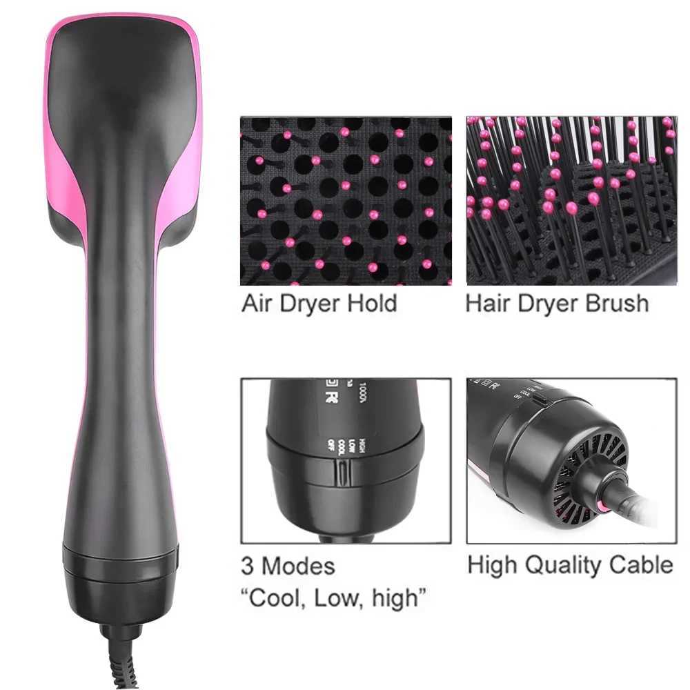 Hot Air Comb Hair Dryer Brush Blower Electric Blow Hair Straightener Professional Hairdryer Straightening Hairbrush Styling ToolC250326
