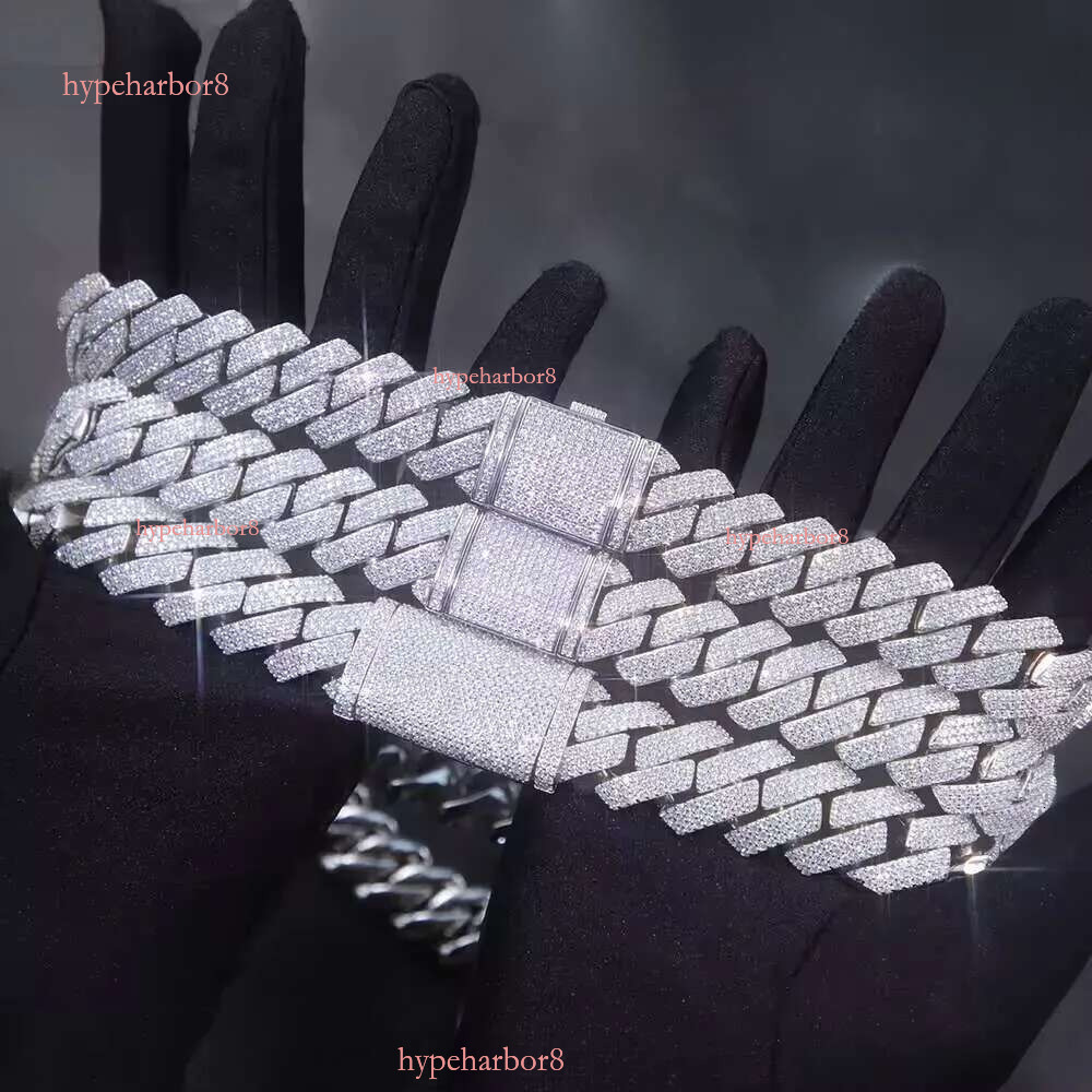 designer chain necklace hip hop jewelry 15mm wide 2rows k chains vvs moissanite white gold plated sterg sier cuban bracelets