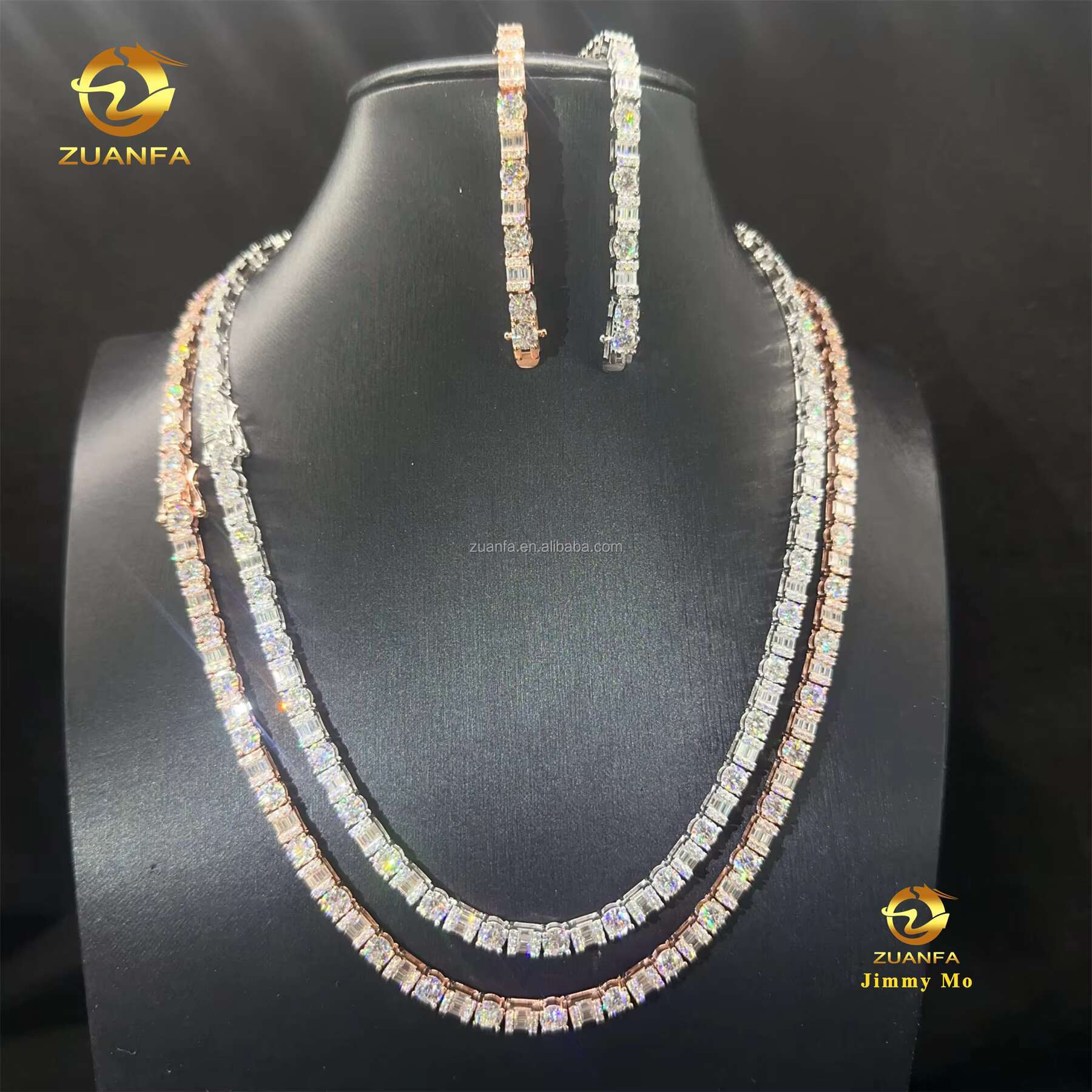 New Trendy New Arrivals Hot Selling Iced Out Hip Hop 925 Silver VVS1 Moissanite Diamond Cluster Tennis Chain Bracelet