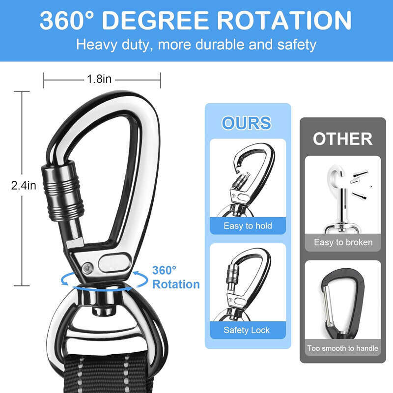 Reflective Dog Leash with 2 Padded Handle Dog Walking Training Shock Absorbing Bungee Leash With Car Seat Belt Buckle for Small Medium Large